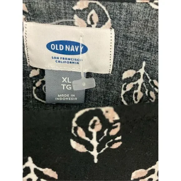 Old Navy XL Black Patterned Tunic Dress Shift A Line Long Sleeve Rayon - Picture 7 of 7